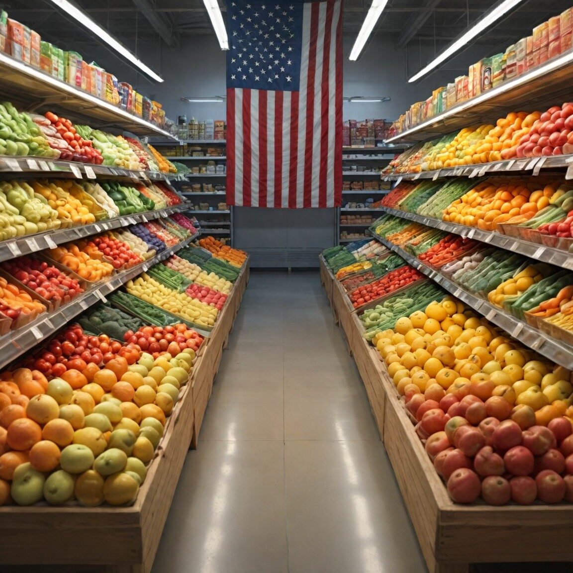 natural foods trump proceeded foods, American flag representing vote and elect your health